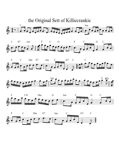 the Original Sett of Killiecrankie sheet music preview