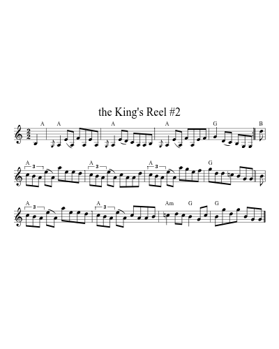 the King's Reel #2 sheet music preview