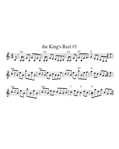 the King's Reel #1 (Version 2) sheet music preview