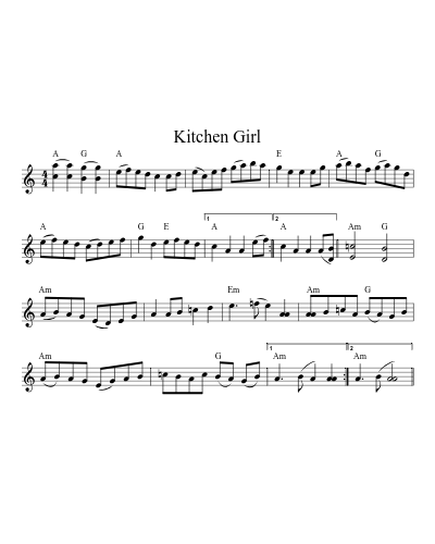 Kitchen girl (Version 6) sheet music preview