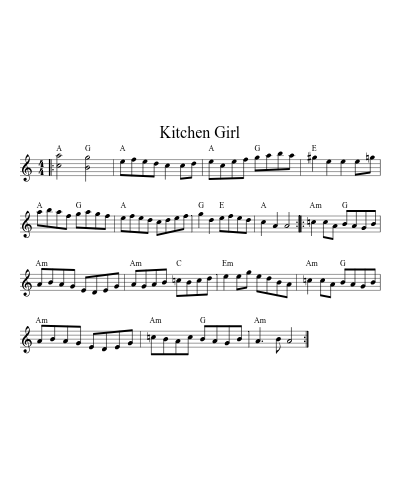 Kitchen girl (Version 8) sheet music preview