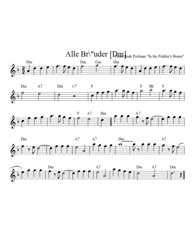 Alle Br\"uder  [Dm] (Klezjam C) sheet music preview