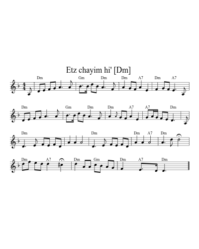 Etz chayim hi'  [Dm] (Klezjam C) sheet music preview