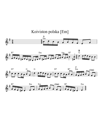 Koiviston polska   [Em] (Version 3) sheet music preview