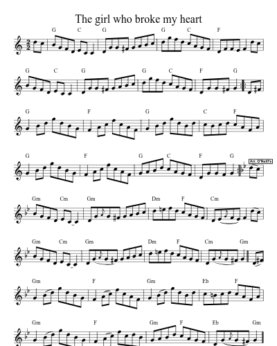 The girl who broke my heart sheet music preview