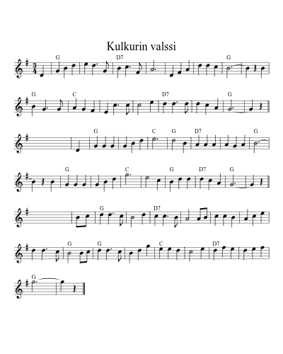 Kulkurin valssi (Version 2) sheet music preview