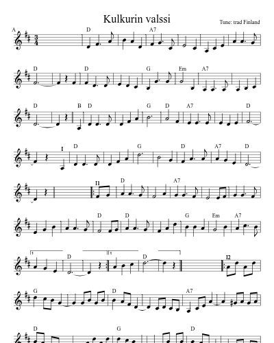 Kulkurin valssi (Version 3) sheet music preview
