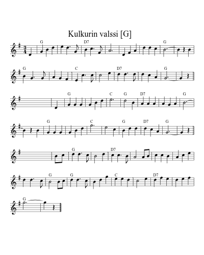 Kulkurin valssi   [G] (Version 4) sheet music preview