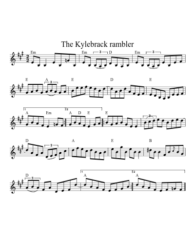The Kylebrack rambler (Version 3) sheet music preview