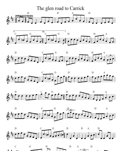 The glen road to Carrick sheet music preview