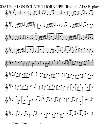 THE LONSDALE or LON SCLATER HORNPIPE (Re-tune ADAE, play as written) sheet music preview