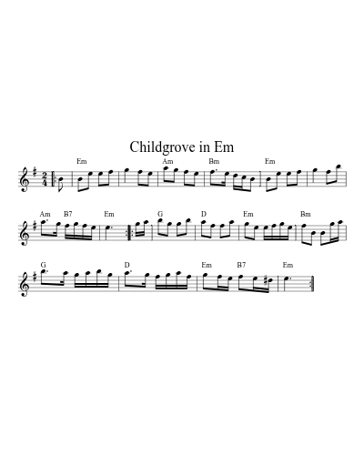 Childgrove in Em (L S2000) sheet music preview