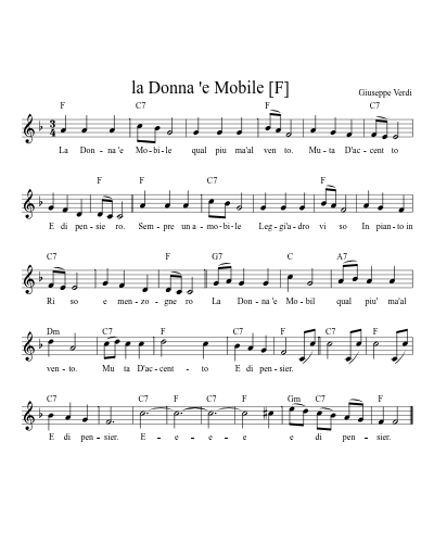 la Donna 'e Mobile    [F] (Version 2) preview