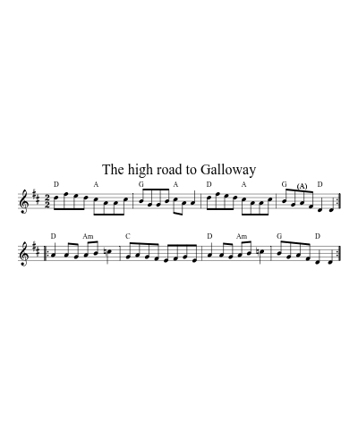 The high road to Galloway sheet music preview