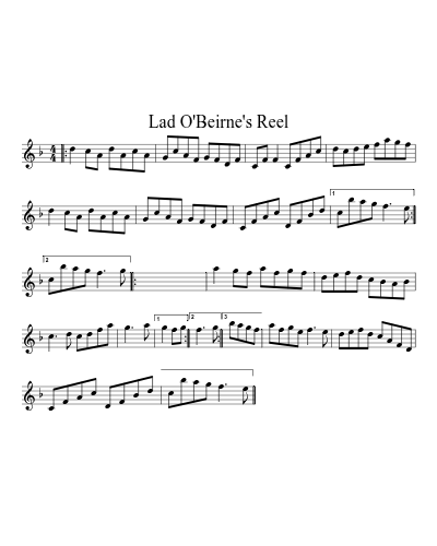 Lad O'Beirne's Reel sheet music preview