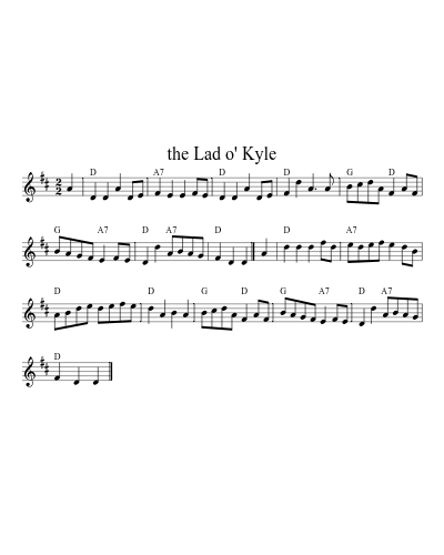 the Lad o' Kyle (Version 11) sheet music preview