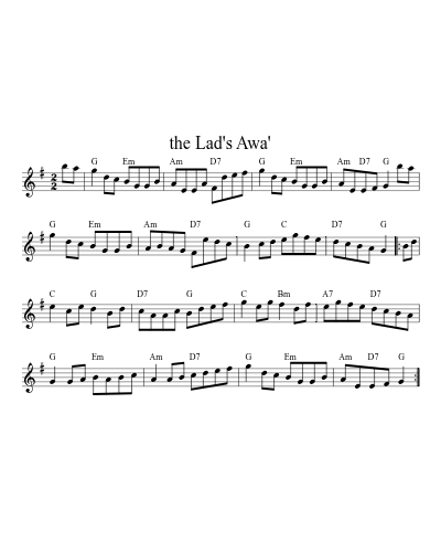 the Lad's Awa' sheet music preview