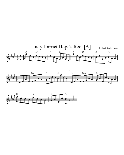 Lady Harriet Hope's Reel  [A]