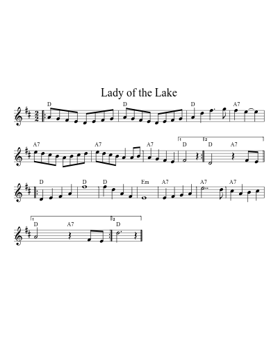 Lady of the Lake (Version 5) sheet music preview