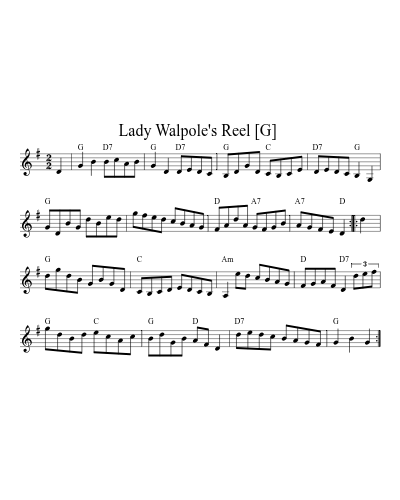 Lady Walpole's Reel  [G] sheet music preview