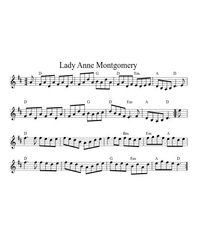 Lady Anne Montgomery (Version 6) sheet music preview