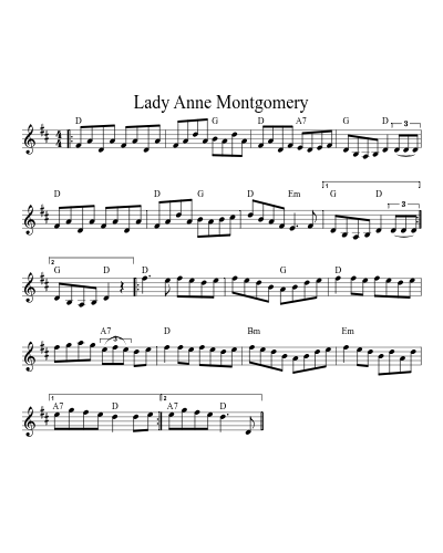 Lady Anne Montgomery (Version 9) sheet music preview