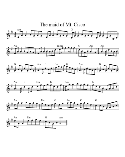The maid of Mt. Cisco sheet music preview