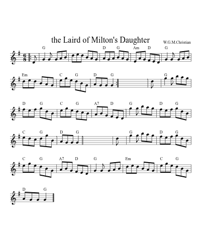 the Laird of Milton's Daughter sheet music preview