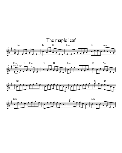 The Maple Leaf (Version 2) sheet music preview