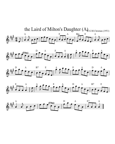 the Laird of Milton's Daughter   (A) (Version 3) sheet music preview