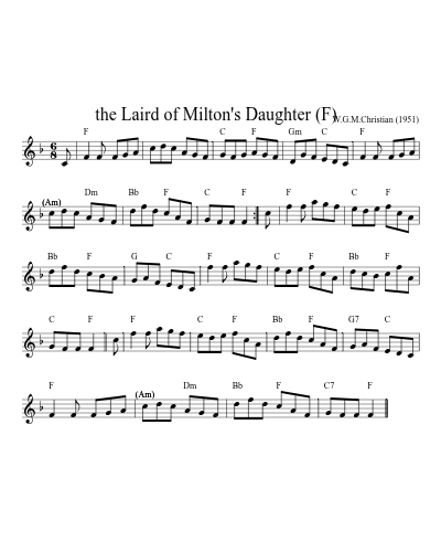 the Laird of Milton's Daughter   (F) (Version 2) sheet music preview