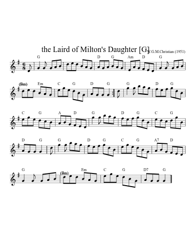 the Laird of Milton's Daughter   [G] sheet music preview