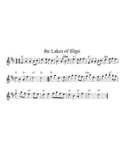 The lakes of Sligo (Version 9) sheet music preview