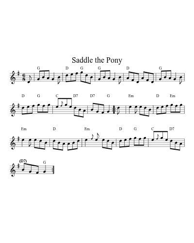Saddle the Pony (Version 2) sheet music preview