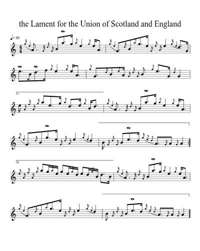 the Lament for the Union of Scotland and England sheet music preview