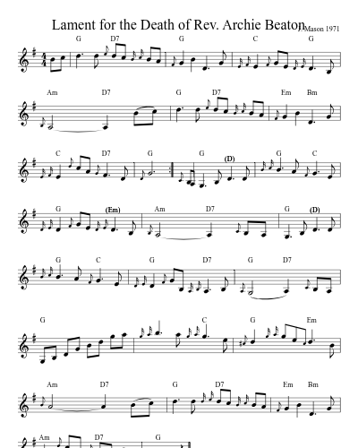 Lament for the Death of Rev. Archie Beaton (Version 5)