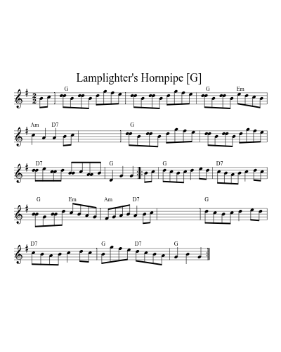 Lamplighter's Hornpipe  [G] (Version 3) sheet music preview