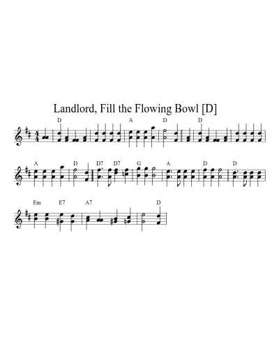 Landlord, Fill the Flowing Bowl    [D] (Version 2)
