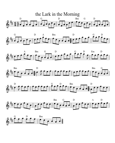 The lark in the morning (Version 8) sheet music preview