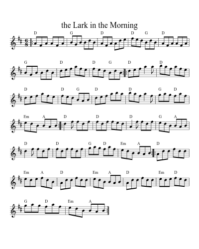 The lark in the morning (Version 9) sheet music preview
