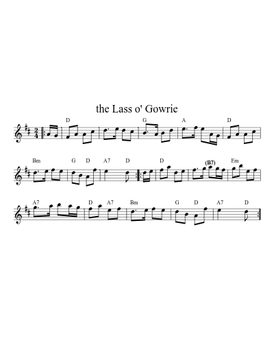 the Lass o' Gowrie (Version 2) sheet music preview