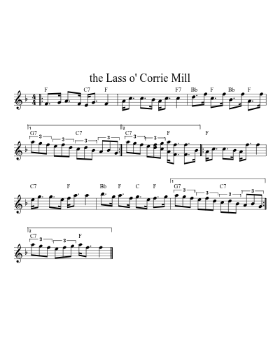 The lass o' Corrie Mill (Version 4) sheet music preview
