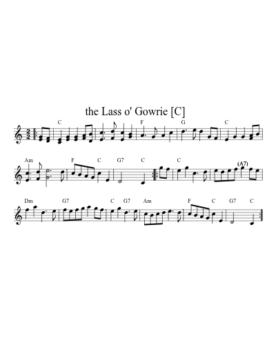 the Lass o' Gowrie   [C] (Version 7) sheet music preview