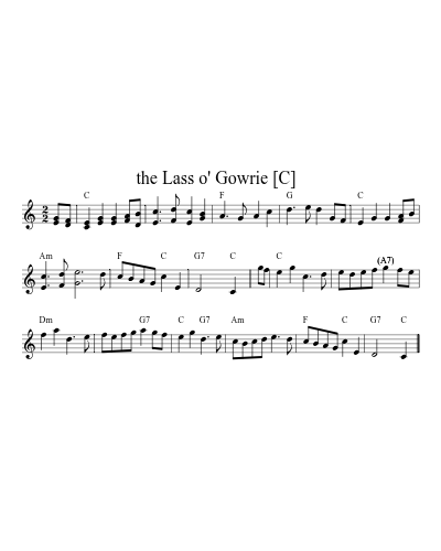 the Lass o' Gowrie   [C] (Version 8) sheet music preview