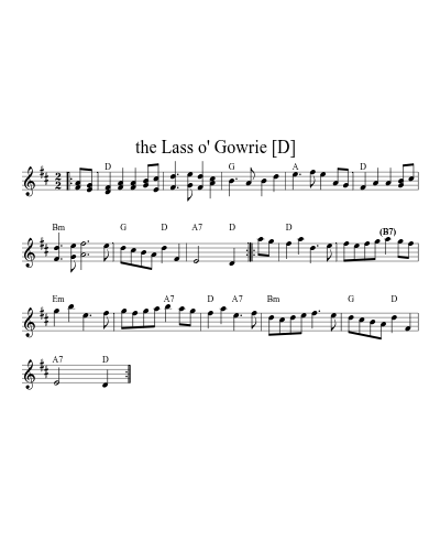 the Lass o' Gowrie   [D] (Version 4) sheet music preview