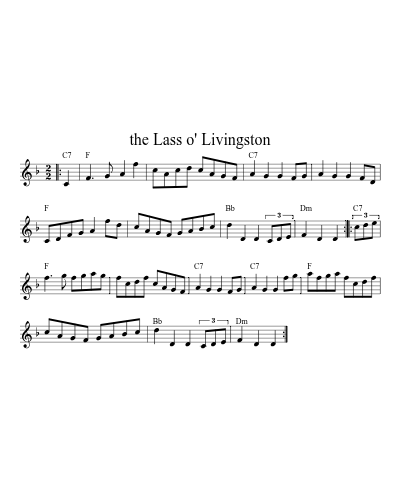 the Lass o' Livingston (Version 4) sheet music preview