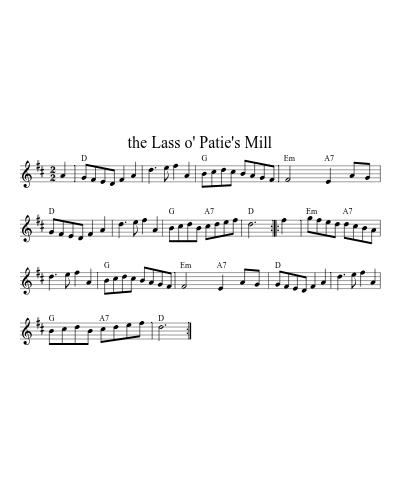 the Lass o' Patie's Mill (Version 4) sheet music preview