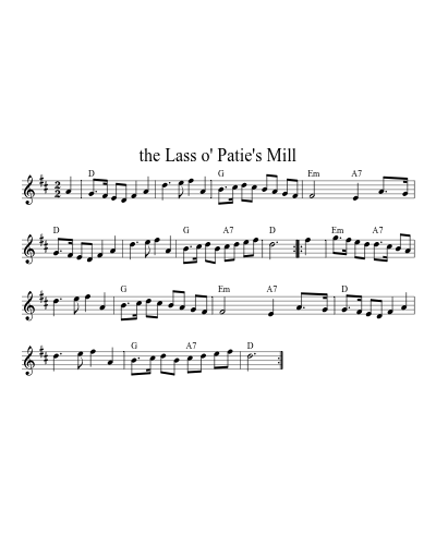 the Lass o' Patie's Mill (Version 5) sheet music preview