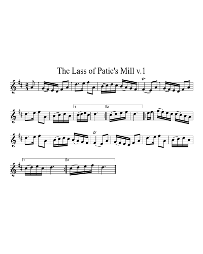 The Lass of Patie's Mill v.1 sheet music preview
