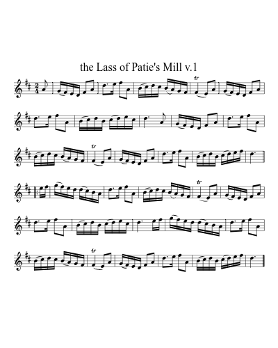 The Lass of Patie's Mill v.1 (Version 4) sheet music preview